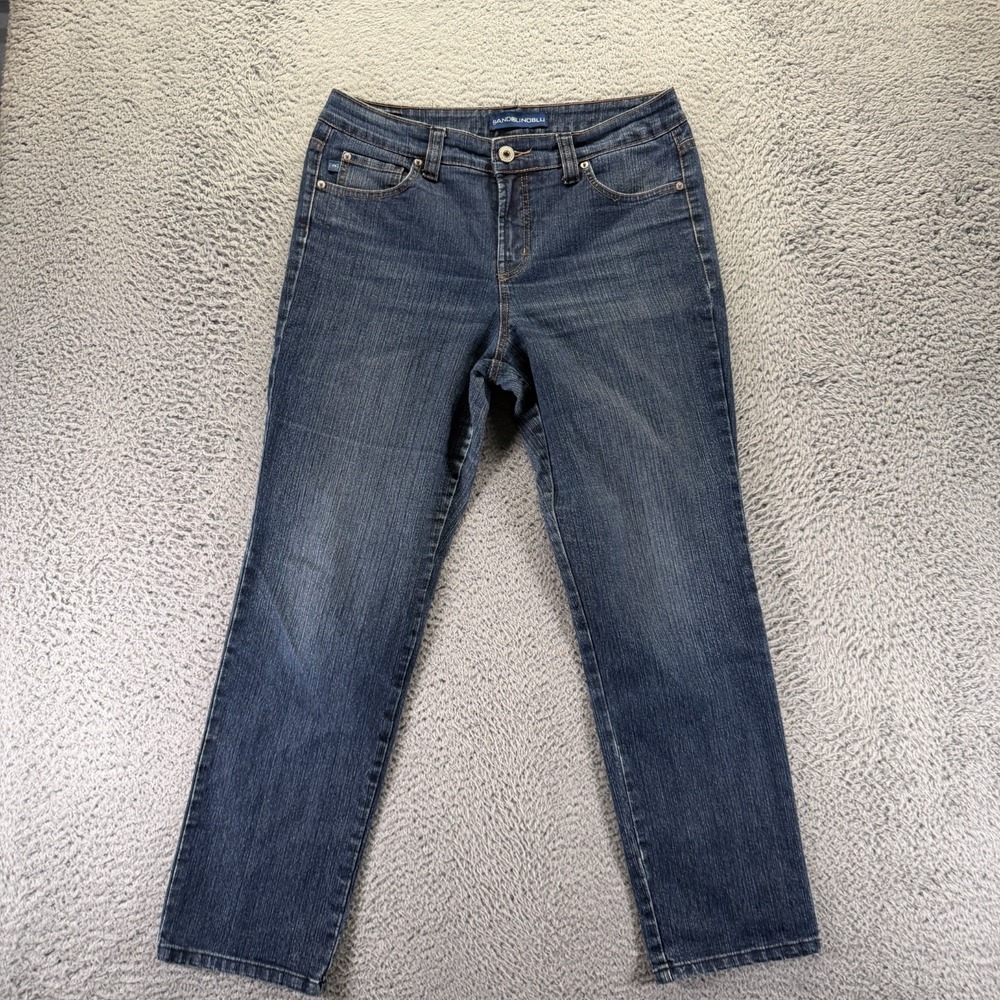 BandolinoBlu Mandie Jeans Womens 12 Blue‎ Denim Straight Faded Workwear Stretch